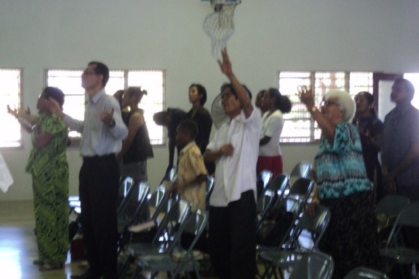 Church in Nadi fiji in worship